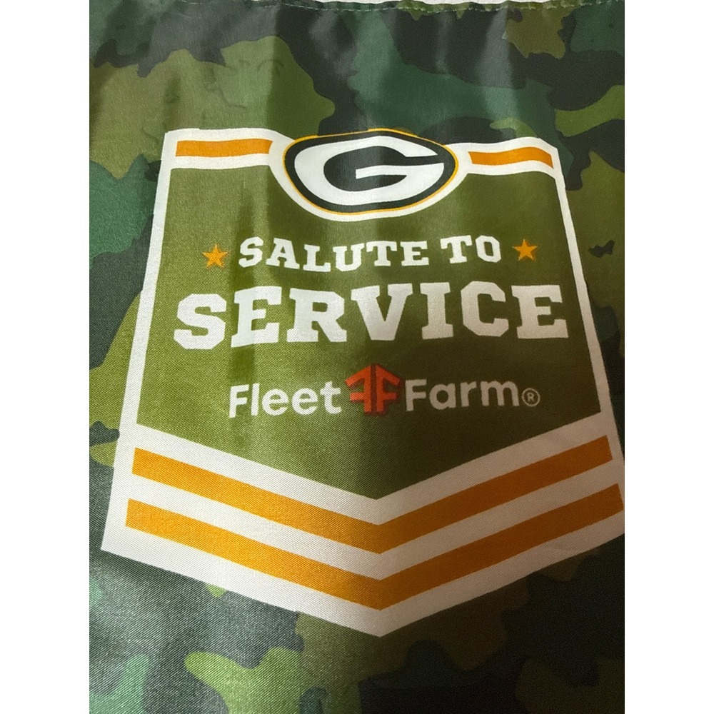 Green Bay Packers Car Flag Green Camo Salute to Service Fleet Farm 2025 SGA New - Picture 2 of 6